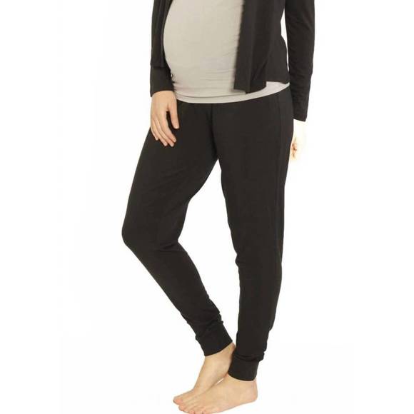 NEW ANGEL MATERNITY ella cuffed maternity lounge pants in black - Picture 1 of 3